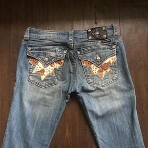 Y2K 00s Miss Me Cowhide Texas Western Rodeo Cowgirl Jeans 27 Bootcut